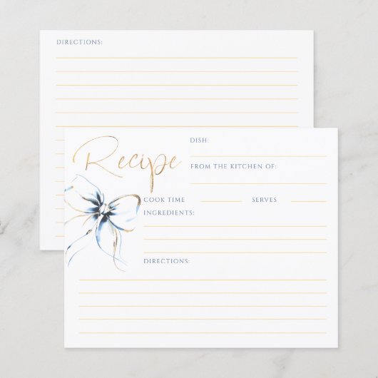  Dusty Blue Bow Bridal Recipe Card (Vorne/Hinten)
