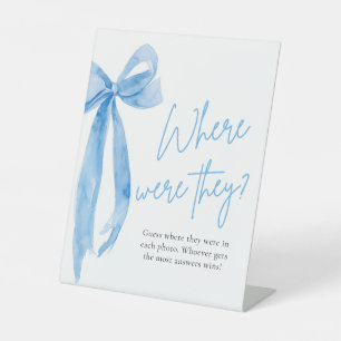 Dusty Blue Bow Bridal Wo waren sie unterschrieben Sockelschild