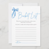 Dusty Blue Bow Bucket List Brautparty Einladung (Vorderseite)