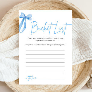Dusty Blue Bow Bucket List Brautparty Einladung