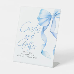 Dusty Blue Bow Cards and Gifts Brautparty Sockelschild
