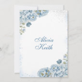 Dusty Blue Bow Coquette Butterfly Silver Quinceane Einladung (Rückseite)