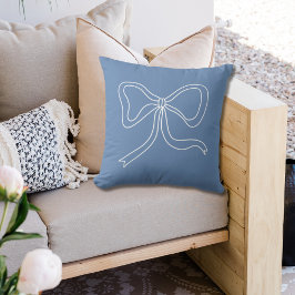 Dusty Blue Bow Coquette Ribbon Throw Kissen