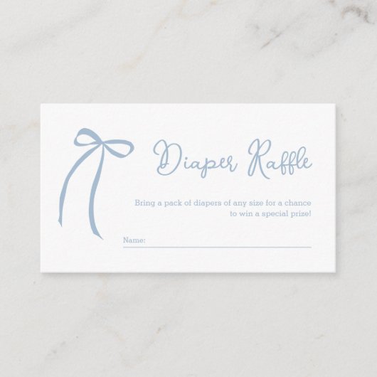 Dusty Blue Bow Diaper Raffle Enclosure Card Begleitkarte (Vorderseite)