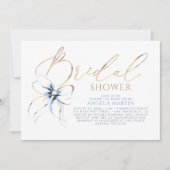 Dusty Blue Bow Elegant Romantic Bridal Shower Einladung (Vorderseite)