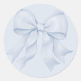 Dusty Blue Bow Elegant Runder Aufkleber