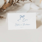 Dusty Blue Bow Falted Platzkarte Tischnummer