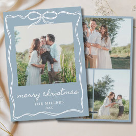 Dusty Blue Bow Frohe Weihnachten 4 Foto Familie