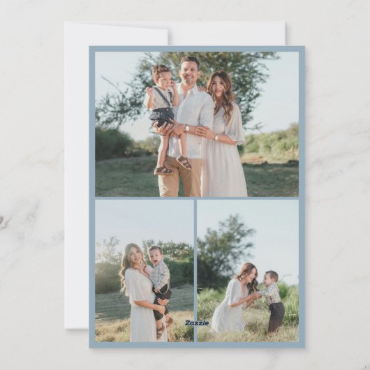 Dusty Blue Bow Frohe Weihnachten 4 Foto Familie (Rückseite)