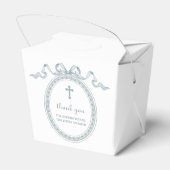 Dusty Blue Bow Griechisch Frame Taufe herausnehmen Geschenkschachtel (Rückseite)