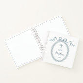 Dusty Blue Bow Griechischer Rahmen Taufe Gästebuch Notizblock (Innenseite)