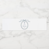 Dusty Blue Bow griechischer Rahmen Taufe Wasserflaschenetikett (Einzelnes Label)