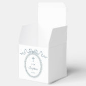 Dusty Blue Bow griechischer Rahmen Taufwürfel Geschenkschachtel (Geöffnet)