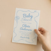 Dusty Blue Bow Hand Drawn Boy Coquette Babydusche Einladung