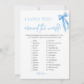 Dusty Blue Bow I Liebe Sie um das Weltspiel Einladung (Vorderseite)