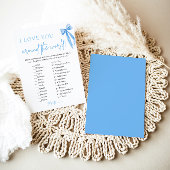 Dusty Blue Bow I Liebe Sie um das Weltspiel Einladung