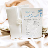 Dusty Blue Bow I Liebe Sie um das Weltspiel Einladung