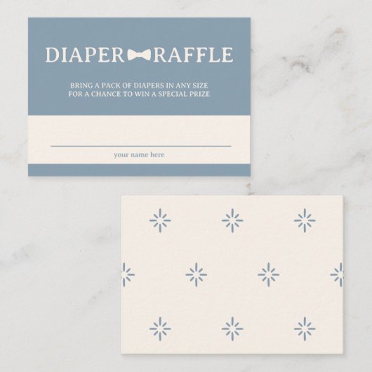 Dusty Blue Bow Krawatte Diaper Raffle Begleitkarte (Vorne/Hinten)