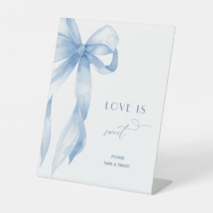 Dusty Blue Bow Liebe ist Sweet Leckerei Fevor Sign Sockelschild