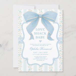 Dusty Blue Bow Liebe Shack Baby Boy Dusche Einladung