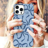 Dusty Blue Bow Monogram Case-Mate iPhone Hülle