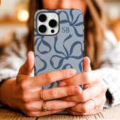 Dusty Blue Bow Monogram Case-Mate iPhone Hülle