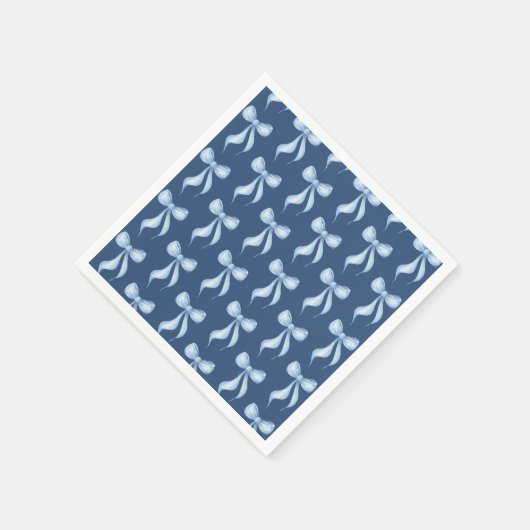 Dusty Blue Bow Pattern Bridal Shower Serviette (Ecke)