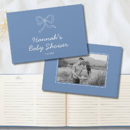Dusty Blue Bow Personalisiert Baby Shower Gästebuc Gästebuch