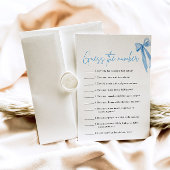 Dusty Blue Bow Raten Sie das Brautparty Nummer Einladung