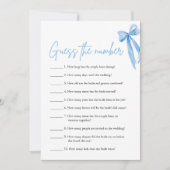 Dusty Blue Bow Raten Sie das Brautparty Nummer Einladung (Vorderseite)