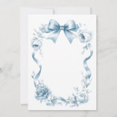 Dusty Blue Bow Ribbon Floral Blume Brautparty Einladung (Rückseite)