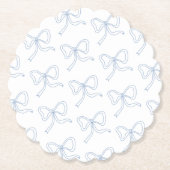Dusty Blue Bow Ribbon Summer Party Paper Untersetz Untersetzer (Vorderseite)