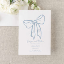 Dusty Blue Bow Save the Date Einladung