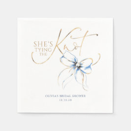 Dusty Blue Bow She's Tying the Knot Bridal Shower Serviette