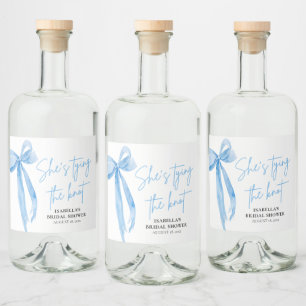 Dusty Blue Bow Sie bindet das Brautparty des Knote Alkoholflaschenetikett