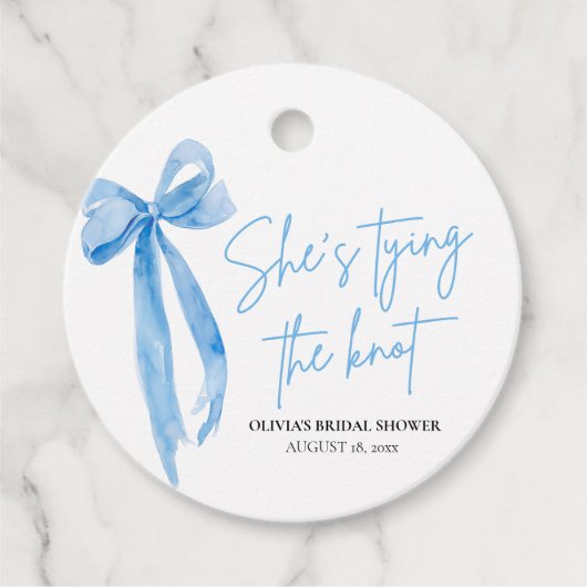 Dusty Blue Bow Sie bindet das Brautparty des Knote Geschenkanhänger (Vorderseite)