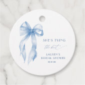 Dusty Blue Bow Sie bindet das Brautparty des Knote Geschenkanhänger (Vorderseite)