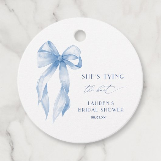 Dusty Blue Bow Sie bindet das Brautparty des Knote Geschenkanhänger (Vorderseite)