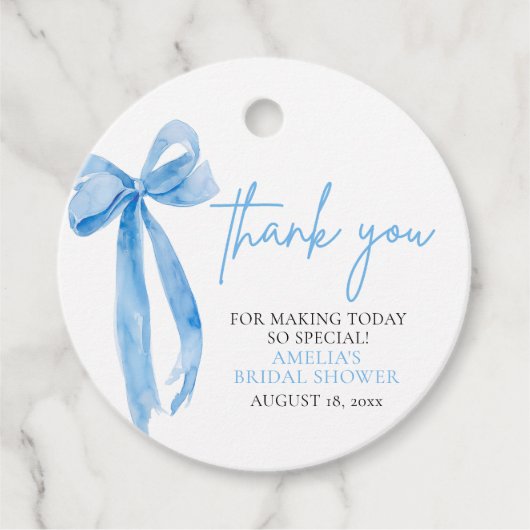 Dusty Blue Bow Sie bindet das Brautparty des Knote Geschenkanhänger (Vorderseite)