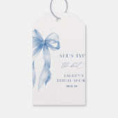 Dusty Blue Bow Sie bindet das Brautparty des Knote Geschenkanhänger (Rückseite)