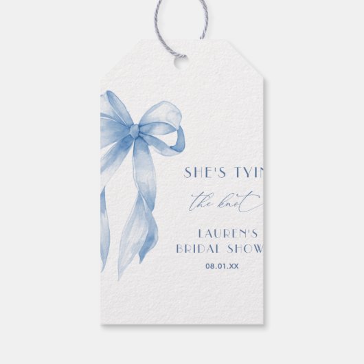 Dusty Blue Bow Sie bindet das Brautparty des Knote Geschenkanhänger (Rückseite)