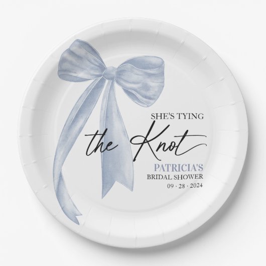 Dusty Blue Bow Sie bindet das Brautparty des Knote Pappteller (Vorderseite)