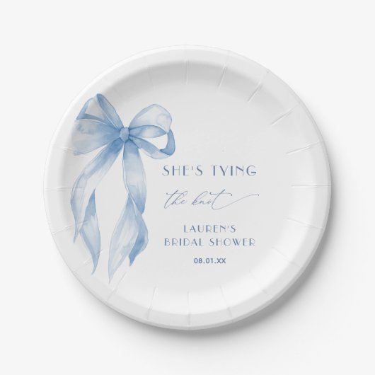 Dusty Blue Bow Sie bindet das Brautparty des Knote Pappteller (Vorderseite)