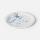 Dusty Blue Bow Sie bindet das Brautparty des Knote Pappteller (Schrägansicht)