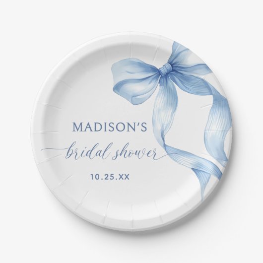 Dusty Blue Bow Sie bindet das Brautparty des Knote Pappteller (Vorderseite)