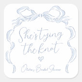 Dusty Blue Bow Sie bindet das Brautparty des Knote Quadratischer Aufkleber (Vorderseite)