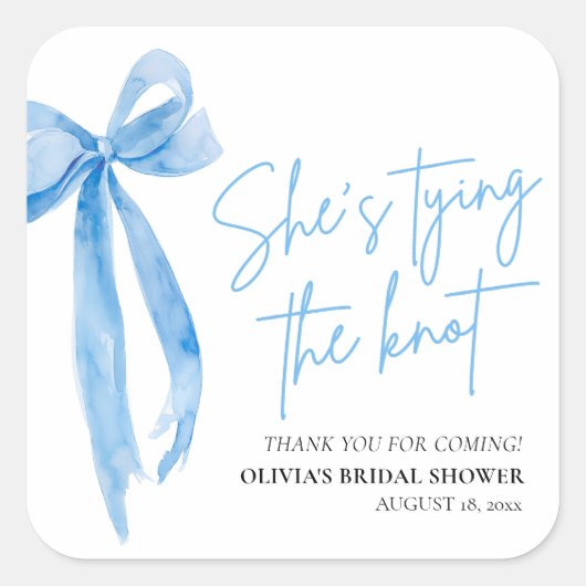 Dusty Blue Bow Sie bindet das Brautparty des Knote Quadratischer Aufkleber (Vorderseite)