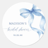 Dusty Blue Bow Sie bindet das Brautparty des Knote Runder Aufkleber (Vorderseite)