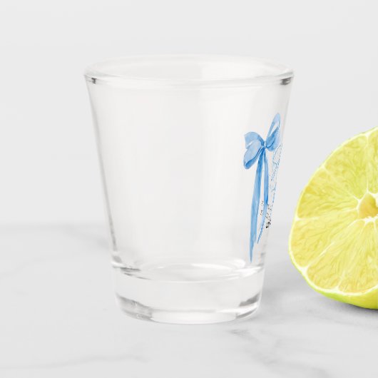 Dusty Blue Bow Sie bindet das Brautparty des Knote Schnapsglas (Links)