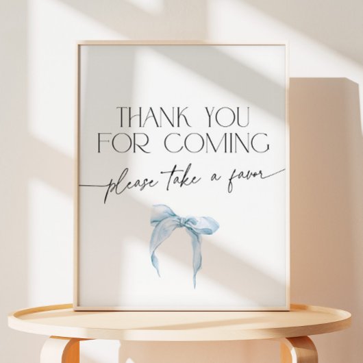 Dusty Blue Bow Vielen Dank für Ihr Kommen Pedestal Sockelschild